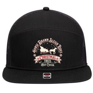 Horse Drawn Sleigh Ride Christmas Sleigh Ride Tree Farm Gift 7 Panel Mesh Trucker Snapback Hat