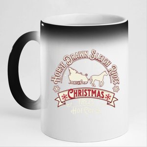 Horse Drawn Sleigh Ride Christmas Sleigh Ride Tree Farm Gift 11oz Black Color Changing Mug