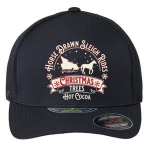 Horse Drawn Sleigh Ride Christmas Sleigh Ride Tree Farm Gift Flexfit Unipanel Trucker Cap