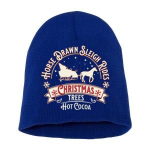 Horse Drawn Sleigh Ride Christmas Sleigh Ride Tree Farm Gift Short Acrylic Beanie