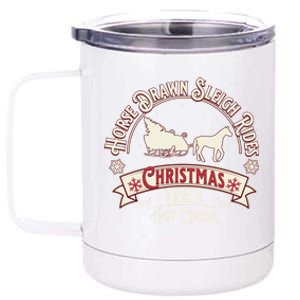 Horse Drawn Sleigh Ride Christmas Sleigh Ride Tree Farm Gift 12 oz Stainless Steel Tumbler Cup