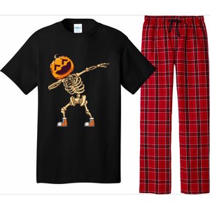 Halloween Dabbing Skeleton Pumpkin Head Dance Dab Gift Pajama Set