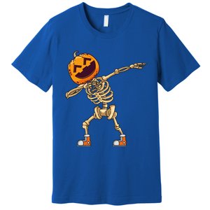 Halloween Dabbing Skeleton Pumpkin Head Dance Dab Gift Premium T-Shirt