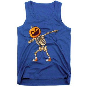 Halloween Dabbing Skeleton Pumpkin Head Dance Dab Gift Tank Top