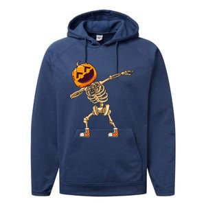 Halloween Dabbing Skeleton Pumpkin Head Dance Dab Gift Performance Fleece Hoodie