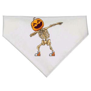 Halloween Dabbing Skeleton Pumpkin Head Dance Dab Gift USA-Made Doggie Bandana