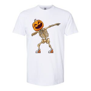 Halloween Dabbing Skeleton Pumpkin Head Dance Dab Gift Softstyle CVC T-Shirt