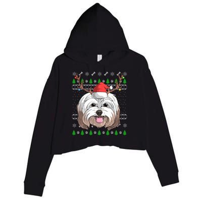 Havanese Dog Santa Claus Hat Ugly Christmas Xmas Reindeer Gift Crop Fleece Hoodie