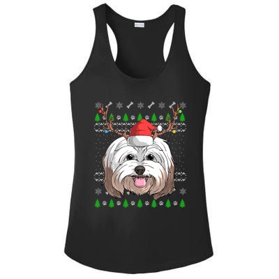 Havanese Dog Santa Claus Hat Ugly Christmas Xmas Reindeer Gift Ladies PosiCharge Competitor Racerback Tank