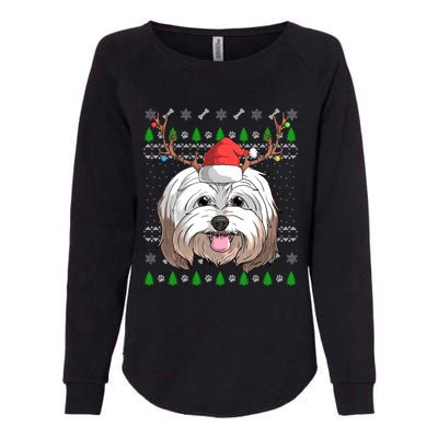 Havanese Dog Santa Claus Hat Ugly Christmas Xmas Reindeer Gift Womens California Wash Sweatshirt