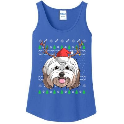 Havanese Dog Santa Claus Hat Ugly Christmas Xmas Reindeer Gift Ladies Essential Tank