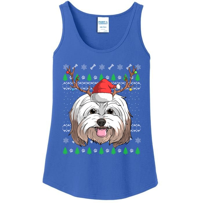 Havanese Dog Santa Claus Hat Ugly Christmas Xmas Reindeer Gift Ladies Essential Tank