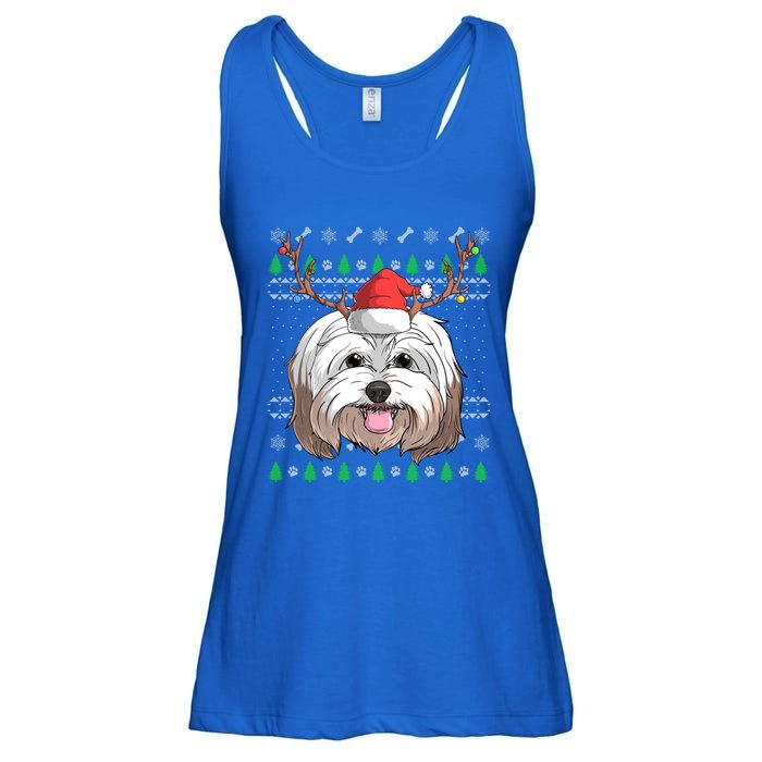 Havanese Dog Santa Claus Hat Ugly Christmas Xmas Reindeer Gift Ladies Essential Flowy Tank