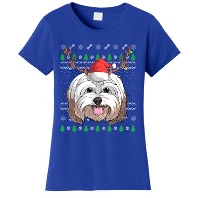 Havanese Dog Santa Claus Hat Ugly Christmas Xmas Reindeer Gift Women's T-Shirt