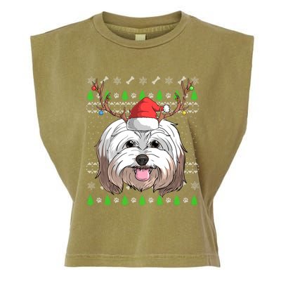 Havanese Dog Santa Claus Hat Ugly Christmas Xmas Reindeer Gift Garment-Dyed Women's Muscle Tee