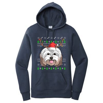 Havanese Dog Santa Claus Hat Ugly Christmas Xmas Reindeer Gift Women's Pullover Hoodie