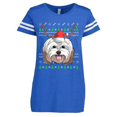 Havanese Dog Santa Claus Hat Ugly Christmas Xmas Reindeer Gift Enza Ladies Jersey Football T-Shirt