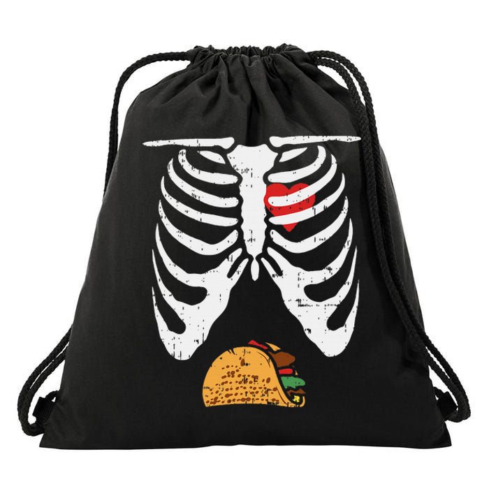 Halloween Dad Skeleton Taco Belly Drawstring Bag