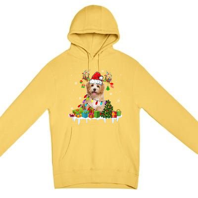 Havanese Dog Santa Reindeer Funny Christmas Lights Dog Meaningful Gift Premium Pullover Hoodie