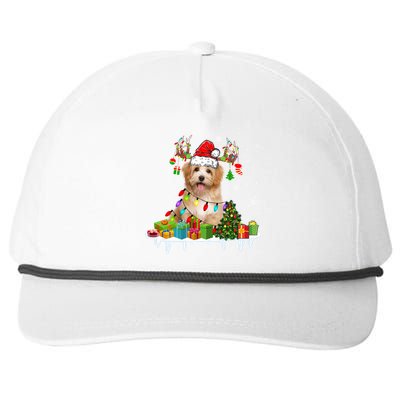 Havanese Dog Santa Reindeer Funny Christmas Lights Dog Meaningful Gift Snapback Five-Panel Rope Hat