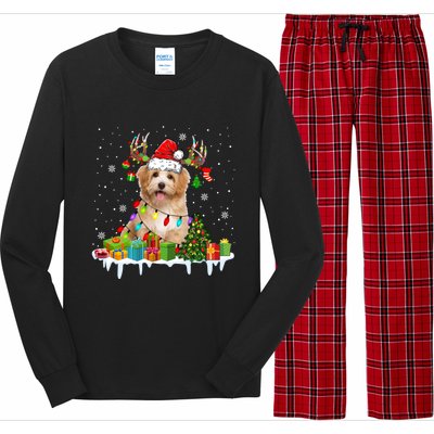 Havanese Dog Santa Reindeer Funny Christmas Lights Dog Meaningful Gift Long Sleeve Pajama Set