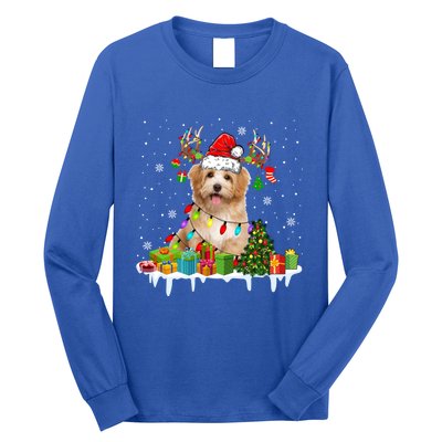 Havanese Dog Santa Reindeer Funny Christmas Lights Dog Meaningful Gift Long Sleeve Shirt