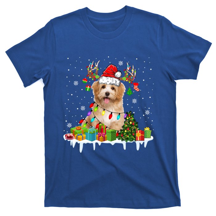 Havanese Dog Santa Reindeer Funny Christmas Lights Dog Meaningful Gift T-Shirt