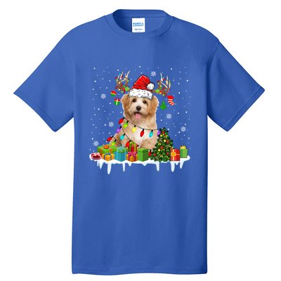 Havanese Dog Santa Reindeer Funny Christmas Lights Dog Meaningful Gift Tall T-Shirt