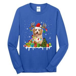 Havanese Dog Santa Reindeer Funny Christmas Lights Dog Meaningful Gift Tall Long Sleeve T-Shirt