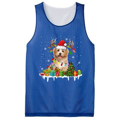 Havanese Dog Santa Reindeer Funny Christmas Lights Dog Meaningful Gift Mesh Reversible Basketball Jersey Tank