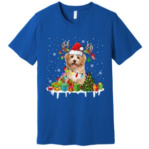 Havanese Dog Santa Reindeer Funny Christmas Lights Dog Meaningful Gift Premium T-Shirt