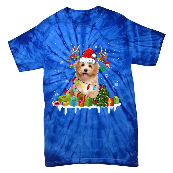 Havanese Dog Santa Reindeer Funny Christmas Lights Dog Meaningful Gift Tie-Dye T-Shirt