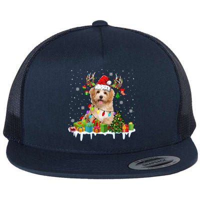 Havanese Dog Santa Reindeer Funny Christmas Lights Dog Meaningful Gift Flat Bill Trucker Hat