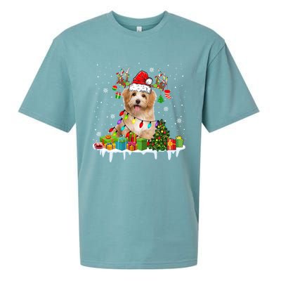 Havanese Dog Santa Reindeer Funny Christmas Lights Dog Meaningful Gift Sueded Cloud Jersey T-Shirt