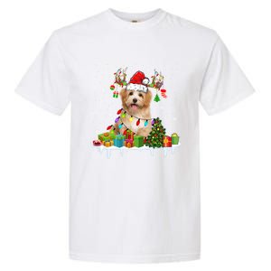 Havanese Dog Santa Reindeer Funny Christmas Lights Dog Meaningful Gift Garment-Dyed Heavyweight T-Shirt