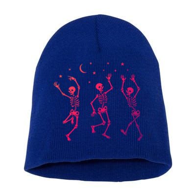 Halloween Dancing Skeletons Gift Short Acrylic Beanie