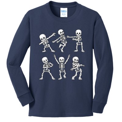 Halloween Dancing Skeletons Dance Challenge Kids Long Sleeve Shirt