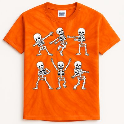 Halloween Dancing Skeletons Dance Challenge Kids Tie-Dye T-Shirt