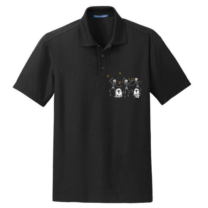 Halloween Dancing Skeleton Dry Zone Grid Polo