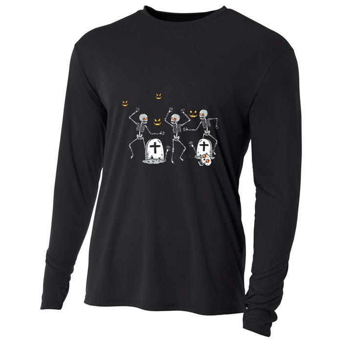 Halloween Dancing Skeleton Cooling Performance Long Sleeve Crew