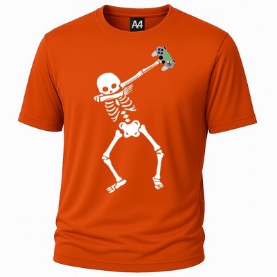 Halloween Dabbing Skeleton Gamer Dab Video Games Funny Gift Cooling Performance Crew T-Shirt