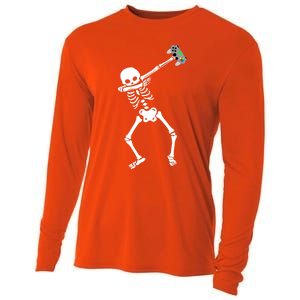 Halloween Dabbing Skeleton Gamer Dab Video Games Funny Gift Cooling Performance Long Sleeve Crew