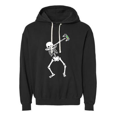 Halloween Dabbing Skeleton Gamer Dab Video Games Funny Gift Garment-Dyed Fleece Hoodie