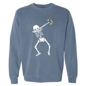 Halloween Dabbing Skeleton Gamer Dab Video Games Funny Gift Garment-Dyed Sweatshirt