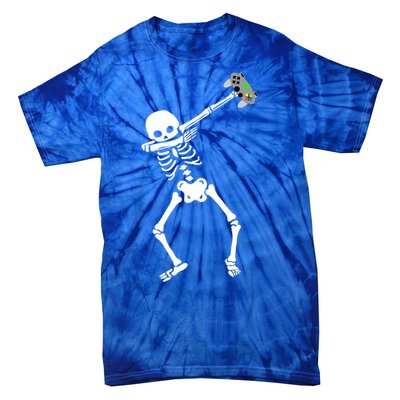 Halloween Dabbing Skeleton Gamer Dab Video Games Funny Gift Tie-Dye T-Shirt