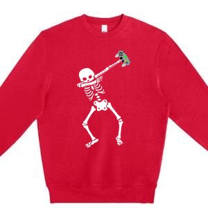 Halloween Dabbing Skeleton Gamer Dab Video Games Funny Gift Premium Crewneck Sweatshirt