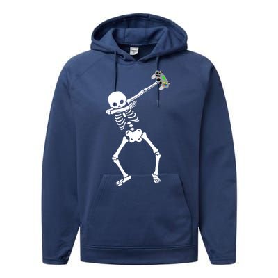 Halloween Dabbing Skeleton Gamer Dab Video Games Funny Gift Performance Fleece Hoodie