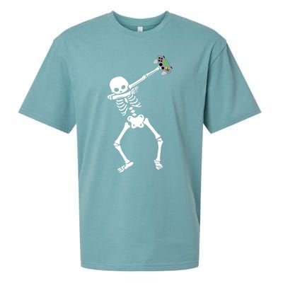 Halloween Dabbing Skeleton Gamer Dab Video Games Funny Gift Sueded Cloud Jersey T-Shirt