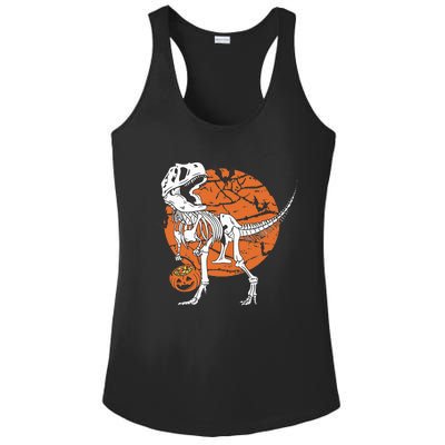 Halloween Dinosaur Skeleton T Rex Scary Pumpkin Moon Ladies PosiCharge Competitor Racerback Tank