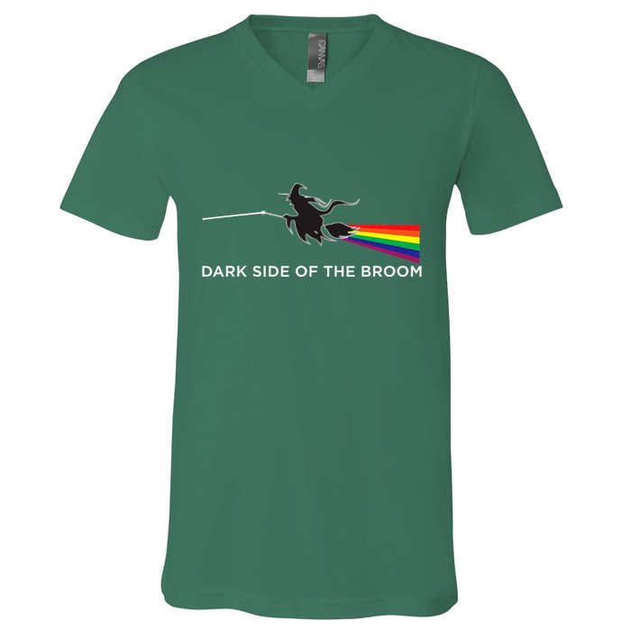 Halloween Dark Side Of The Broom Classic Rock Witch V-Neck T-Shirt